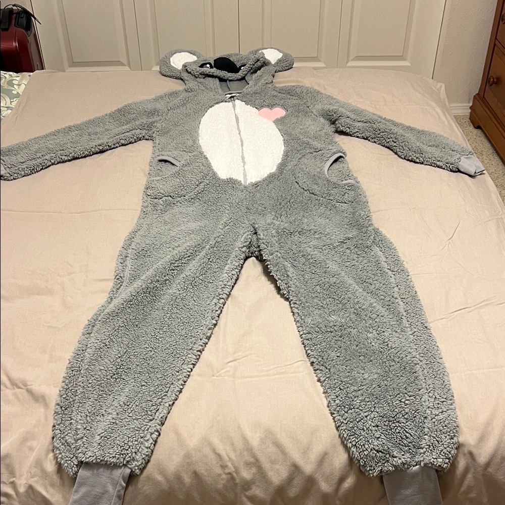 Cozy Critters Gray Kids Footie with Heart Detail